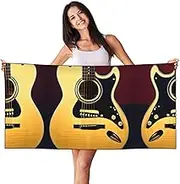 HTTUP Note Guitar Print Quick Dry Beach Towel Lightweight Oversized for Adults for Travel and Pool Towels