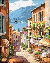 Paint by Numbers Kit for Adults Beginner, Vintage Town Adult Paint by Number Kits on Canvas, DIY Acrylic Watercolor Oil Paint by Number for Adults for Home Decor Gift 16x20 Inch