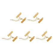 20Sets Ribbon Crimp Clamp Ends Lobster Claw Clasps & Chain 25mm Light Golden