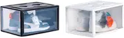 Zerodeko 1pc Transparent Plastic Basketball Shoe Box with Ergonomic Handle Shoes Container for Home Storage Black for Organizing Sneakers and Footwear