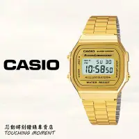 在飛比找Yahoo!奇摩拍賣優惠-CASIO 復古方形經典 電子錶 K金色 A168WG-9W