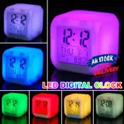 7 Colors Digital Alarm Clock Night Light LCD Changing Colors Clock Thermometer