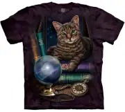Cat Kittens Magic The Fortune Teller Cute Animal Purple Mountain T-Shirt S-4X