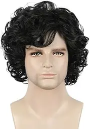 Yuehong Short Curly Black Men Wig Cosplay Wigs Halloween Cosplay Costume