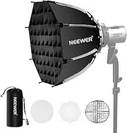 NEEWER 17.7"/45cm Octagonal Softbox Bowens Mount, Quick Folding Quick Set Up with Diffusers/Honeycomb Grid/Bag for Q4 CB200B RGB CB60 MS60B Compatible with Godox Aputure Video Studio Light, NS1P