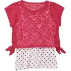 NEW Faded Glory Girls Tie Side 2fer Top in RACY PINK Color Size SMALL (6-6X)