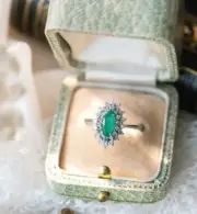 2.09 Ct Marquis Cut Natural Emerald Proposal Diamond Ring 14K solid White gold
