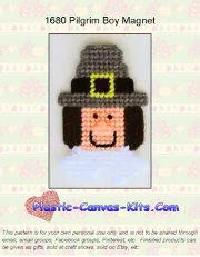 Thanksgiving Pilgrim Boy Magnet-Plastic Canvas Pattern or Kit