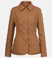 [Moncler] Moncler Uzes quilted leather-trimmed linen jacket UK 18 white