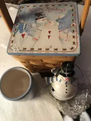 Snowman Basket With Tea light Holder And Ornament