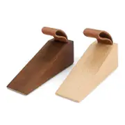 Linkrunning Wooden door stop, set of 2 door stop base made of beech and black walnut wood, furniture wedges with non-slip rubber pad, silent, shock...