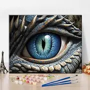 TISHIRON Dragon Paint by Numbers for Adults Beginner, Oil Painting for Adults Blue Eyes, Paint by Number Kits on Canvas, Fantasy Animal DIY Acrylic Painting by Numbers for Home Decor 16"x20"Frameless