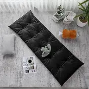 HOMBYS Floor Lounger Pillow Foldable and Tufted Design Long Floor Cushion for Yoga, Reading, Sleeping, Meditation, Elastic Band for Roll Up and Easy Storage, Machine Washable, Black, 74"x27"