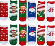 [VALICLUD] 6 Pairs Baby Toddler Kids Christmas Socks Cartoon Christmas Holiday Winter Warm Cotton Socks for 1-3 Years Old (Style 1)
