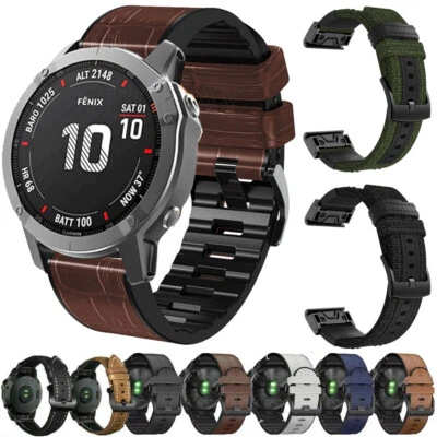 For Garmin Fenix 7 7X 6X 6 Pro 5X 5 Plus 3 HR Leather Watch Band Strap Quick Fit