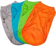 4 Pieces Dog Shirts Pullover Soft Blank Puppy T-Shirt Small Dogs Colorful Solid Pet Summer Clothes Plain Shirts Sleeveless Outfit for Puppy Pet no Shrink (Blue+gray+orange+green, 2XL)