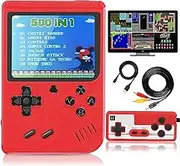 Handheld Game Console, Portable Retro Video Game Console with 500 Classical FC Games, 3-Inch Screen, 1020mAh Rechargeable Battery Support for Connecting TV and Two People to Play Together (Red)