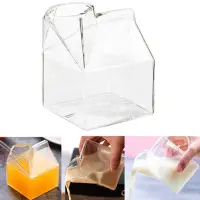 在飛比找蝦皮購物優惠-Pcf* 牛奶盒形狀玻璃杯雞尾酒杯學生飲料瓶茶飲具