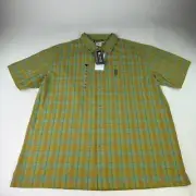 Columbia Men's 2TG stand hollow plaid shirt Size XXL Sprig Green Short Sleeve