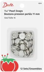 Dritz Size 16 White Pearl Snap Fasteners 12 Pack for Blouses Home Decor