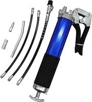 Grease Gun, 6000 PSI Heavy Duty Pistol Grip Grease Gun, 3 Flex Hose, 1 Extension Straight Pipe, 1 Sharp Type Nozzle and 1 Normal Coupler, Blue
