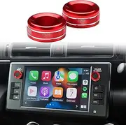 Auovo Audio Knob Cover Compatible with Subaru BRZ 2022-2025 for Toyota GR86 2022-2024 2025 Interior Accessories Radio Knob Switch Rings (Audio Volume Button Ring-2PCS, Red)