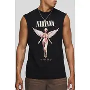 Mens Black Regular Fit Nirvana License vest