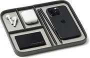 [Nordik By Design] Nordik Leather Valet Tray - Sahara Grey - Premium Vegan Leather Stylish and Organised Nightstand Tray for Men - EDC Catchall Tray for Keys, Watch, Wallet, Jewellery - Modern Bedside Caddy