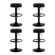 Black Leather Bar Stools Set of 4 Adjustable Height Modern Comfort Kitchen -BKX4