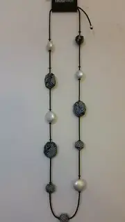 Taking Shape Long Adjustable Necklace 108 cm Metal PU Cord BNWT