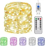 EZONEDEAL 10M 100LEDS Fairy Lights,LED String Lights 8 Modes, Plug in Twinkle Lights USB Powered with Remote Control for Bedroom Wedding Party Christmas Decor (10M - 100LEDS, Warm White)
