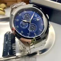 在飛比找ETMall東森購物網優惠-MASERATI手錶, 男錶 46mm 寶藍圓形精鋼錶殼 寶