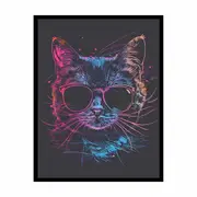 Retro Cat Framed Print Fine Art Poster Print