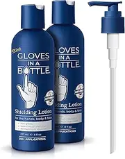 Gloves In A Bottle Shielding Lotion - Great for Dry Itchy Skin! Grease-less and Fragrance Free! Second Skin for Hands & Body (8oz) 2 Pack with Pump