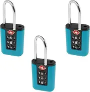 [TMHCRDS] 3Pcs TSA Approved Luggage Locks, 3 Digit Security Travel Combination Locks, Portable Small Combination Padlocks, Stainless Steel TSA Accepted Toolbox Locks for Travel Bag Suitcase Lockers (Blue)
