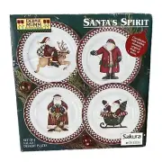 Sakura Debbie Mumm Christmas Holiday Santa's Spirit Salad Dessert Plates