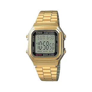 CASIO 卡西歐 A178WGA-1A 日期顯示 鬧鈴碼錶 兩地時間 LED 不鏽鋼 石英腕錶 手錶 34mm