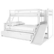Harel Natural Timber Triple Bunk Bed with Slide & Trundle