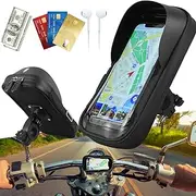 Phone Mount Bag for Bike, Waterproof Bicycle Motorcycle Cycling Bag, 360° Rotatable Cell Phone Holder, Handlebar Bag (Black)