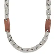 Stainless Steel Chisel Polished Brown Ip-Plated 24 Inch Necklace