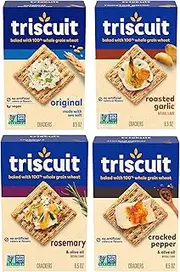Triscuit Whole Grain Wheat Crackers 4 Flavor Variety Pack, Lunch Snacks, Bulk Snack Crackers, 4 Boxes