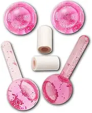 Lazzybeauty Ice Globes for Facial, 2 PCS Cooling Globes Set for Eye & Neck, Cold Glass Ice Roller Ball, Cryo Sticks Face Globes, Tighten Skin, Reduce Puffiness and Dark Circles, Enhance Circulation