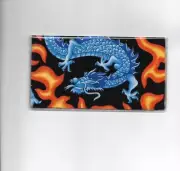 DRAGON CHECKBOOK COVER BLUE NEW FABRIC FLAMES NEW ITEM