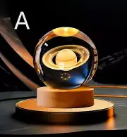 LED Galaxy Saturn 3D Crystal Ball Mood Light Bedroom Home Decor Table Lamp