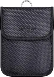 Wisdompro Faraday Bag for Key Fob, WP4697 RFID Key Fob Protector RF Car Signal Blocking Faraday Cage Protector, Anti-Theft Pouch, Anti-Hacking Case Blocker - Black (PU Leather)
