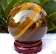AAA 60mm Natural Yellow Tiger's Eye Quartz Crystal Sphere Ball