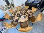 Black Epoxy Resin Dining Table Top, Round Wooden Epoxy Table Top, Decor