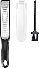Stainless Steel Lemon Zester, Professional Kitchen Cheese and Citrus Grater with Protective Cover and Brush, Non-Slip Handle Shredder Zesting Tool for Lime Garlic Ginger Chocolate
