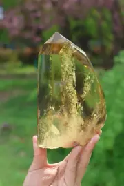 4.95LB Natural Citrine Quartz Wand Crystal Tower Point Healing Stand