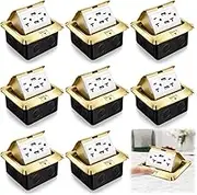 Hoolerry 8 Pack Pop up Floor Electrical Outlet Cover Box Kit with 4.8A USB Charger 20Amp Waterproof Weatherproof Floor Tamper Resistant Outlet Receptacle for Countertop Home (Gold)